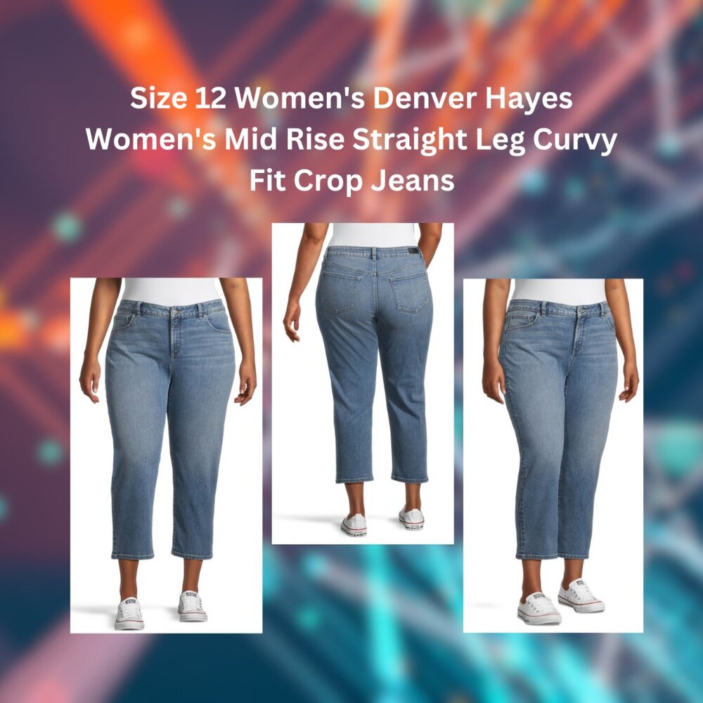 Size 12 Women's Denver Hayes Mid Rise Straight Leg Curvy Fit Crop Jeans👖💙